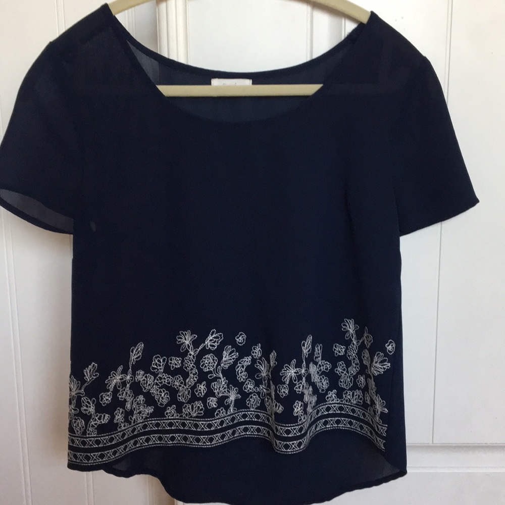 Navy blue short sleeve blouse